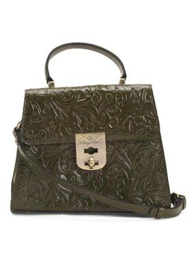 PATRICIA NASH Leather Chauny Tooled Satchel With Shoulder Strap